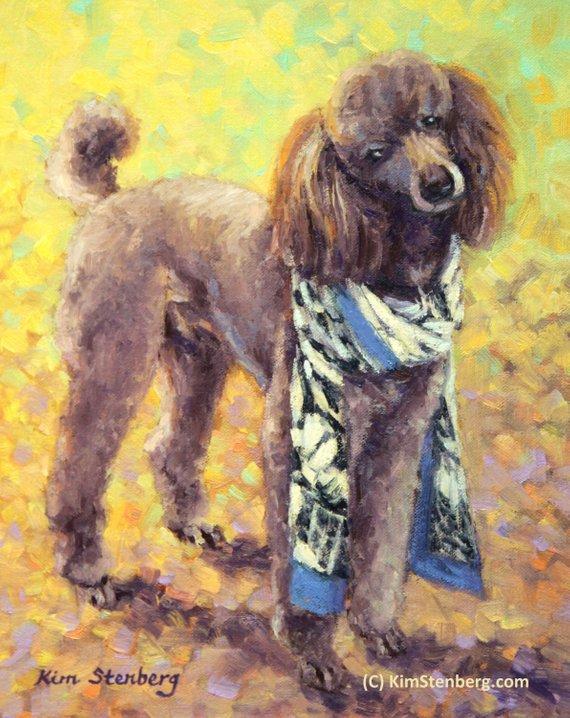 F&S Gift Store Poodle Custom Pet Dog Portrait Oil Commission Painting from Your Photo 9" x 12" Wall Art Unique Gift For Dog Lover By Kim Stenberg