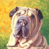 F&S Gift Store Shar Pei Custom Pet Dog Portrait Oil Commission Painting from Your Photo 8" x 8" Wall Art Unique Gift For Dog Lover By Kim Stenberg