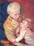 F&S Gift Store Generations Custom Double Portrait Commission Oil Painting from Photo 9" x 12" Wall Art Unique Gift For Grandparent Kim Stenberg