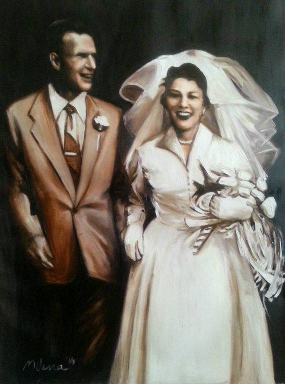 F&S Gift Store Portrait Oil Painting - Double Custom Portrait - Wedding, Family, Child Portraits - Modern Wall Art Gift Idea