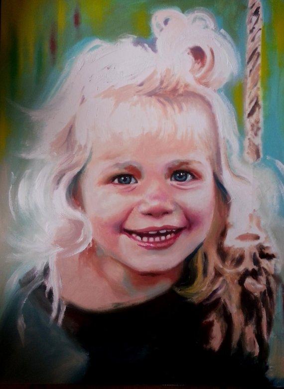 F&S Gift Store Portrait Painting Custom Oil Kids PERSONALIZED Gift - Painting from Photo Hand Painted