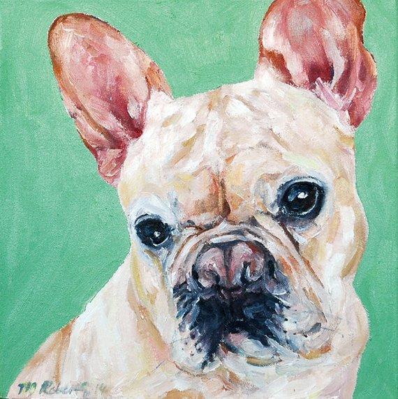 F&S Gift Store CUSTOM Pet Portrait Oil Painting 12x12 Pet Memorial dog Gift
