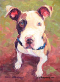 F&S Gift Store Pit Bull Custom Pet Dog Portrait Oil Commission Painting from Photo 6" x 8" Impressionist Wall Art Unique Gift For Dog Lover By Kim Stenberg