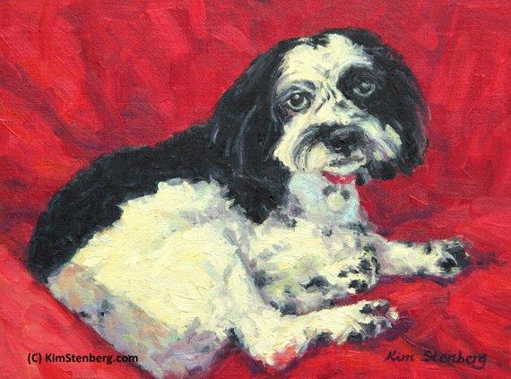 F&S Gift Store Cockapoo Custom Pet Dog Portrait Oil Commission Painting from Your Photo 9" x 12" Wall Art Unique Gift For Dog Lover By Kim Stenberg