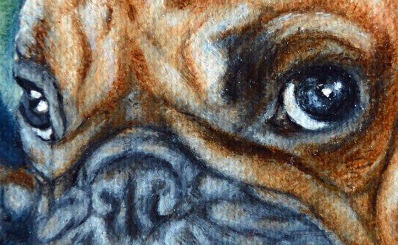 F&S Gift Store Christmas gift Idea, custom dog Painting, custom pet portrait, pet memorial, Portrait Commission,French Bulldog, personalized pet art 9x12"