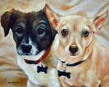 F&S Gift Store Christmas gift idea, custom pet portrait, pet painting, Commission, Australian shepard, chihuahua, personalized pet art, Two pets, 11x14"