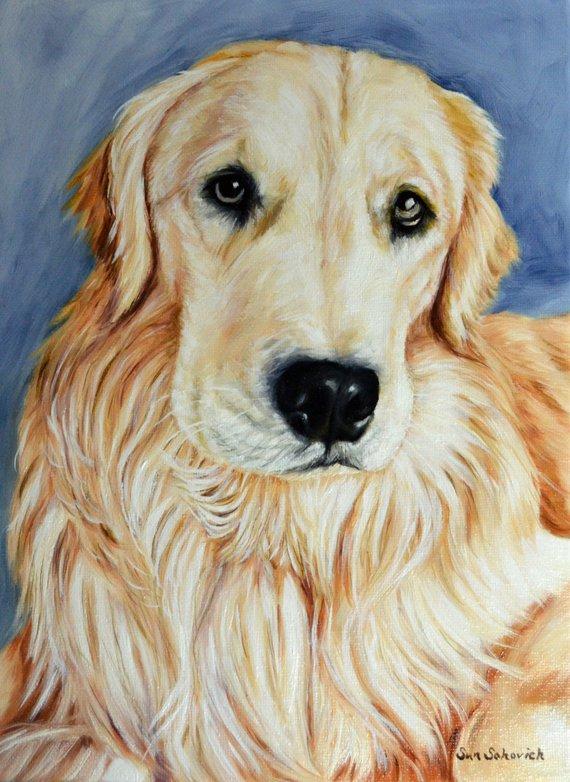 F&S Gift Store Golden Retriever, custom dog Painting, custom pet portrait, Dog art, Commission painting, pet art, personalized art, pet memorial, 9x12"