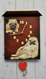 F&S Gift Store Custom painted clock PUG clock dog portrait, original oil painting, hand painted wall decor, art for pet lovers, clock with tail