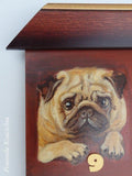 F&S Gift Store Custom painted clock PUG clock dog portrait, original oil painting, hand painted wall decor, art for pet lovers, clock with tail