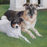 F&S Gift Store Custom Dog portrait, Pet portrait, Dog Painting, Dog Art - MULTIPLE dogs & landscape - oil painting 40x30 inches, from your photos
