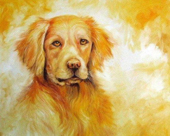 F&S Gift Store pet portrait oil hand painted pet portrait pop art pet painting personalized animal painting, oil on a 12x16 canvas