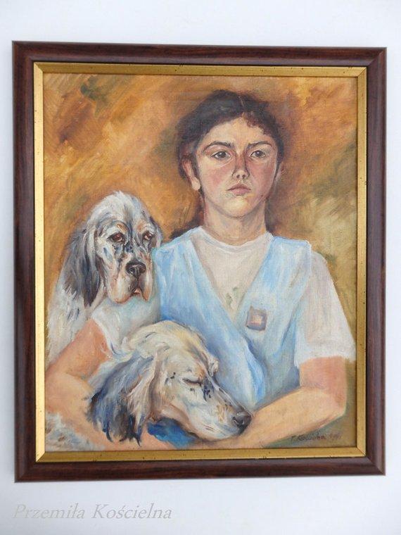 F&S Gift Store Custom DOG Portrait with owner Oil painting from photos Hand painted on canvas HUMAN PORTRET Couple portrait Art Comissioned Wedding gift