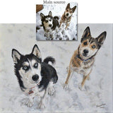 F&S Gift Store Custom Dog portrait, Pet portrait, Dog Painting, Dog Art - oil painting on canvas. 50% DEPOSIT. Handmade Custom pet portrait. TWO DOGS