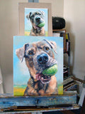 F&S Gift Store PlayfulPooch, custom Pet Portrait Oil Painting by puci, 10x12"