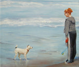 F&S Gift Store Terri with her Terrier, custom Oil Portrait Painting by puci, pet with person, 10x12"