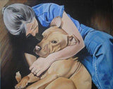 F&S Gift Store Custom Portrait with Pet Portrait, Custom Dog Portrait, Dog Painting, custom size 11 x 14 (TWO figures), Dog Art, Painting from Photo