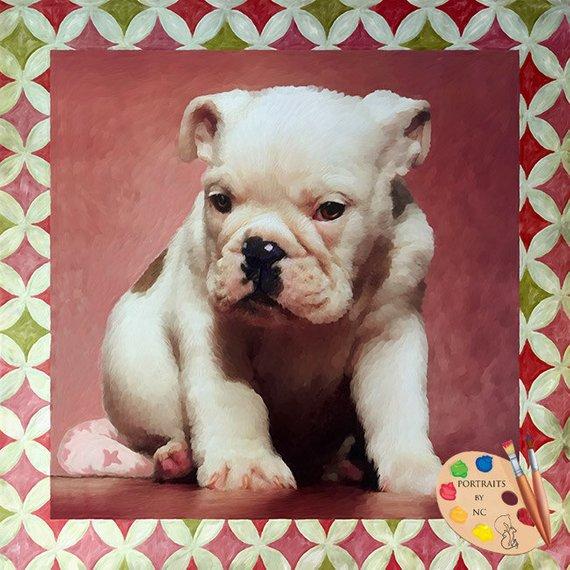 F&S Gift Store Pet Portrait - Dog Portrait - Boxer Puppy Painting from your Photo - Portraits by NC