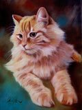 F&S Gift Store Painting Animal Cat portrait Custom Portrait Original handmade oil painting on canvas, Luxury looks, By Chris