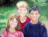 F&S Gift Store Custom portrait oil painting on canvas of 3 people, family portrait, children, grandchildren, mom dad granny grandad family memories