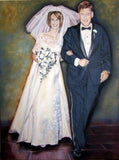 F&S Gift Store Custom double portrait oil painting on canvas of bride and groom, newly wed or engaged couple, wedding gift, gift for bride groom or fiance