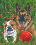F&S Gift Store Custom Dog Portrait, Dog Painting, Custom Pet Painting, Dog Lover Gift, 11 x 14 (TWO Pets) Painting from Photo, Oil Painting