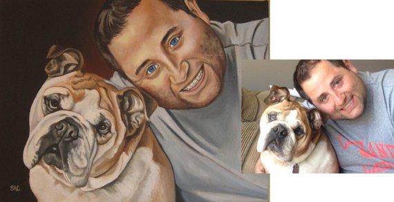 F&S Gift Store Custom Portrait with Pet Portrait, Custom Dog Portrait, Dog Painting, custom size 11 x 14 (TWO figures), Dog Art, Painting from Photo