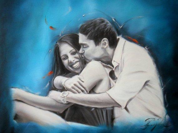 F&S Gift Store Custom Oil Portrait from your Photo - Hand Painted Oil Portrait on Canvas Size:12"x16" '30x40cm