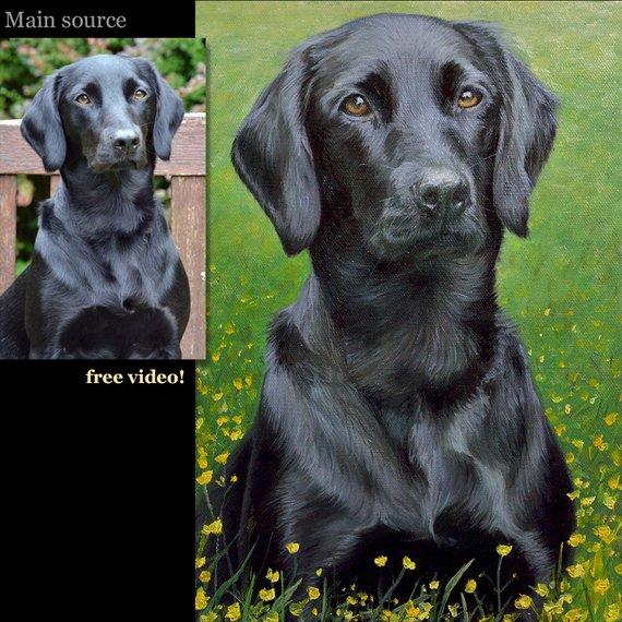 F&S Gift Store Custom pet portrait, Dog portrait, Dog painting, Custom dog portrait, on canvas. 50% DEPOSIT. Handmade.