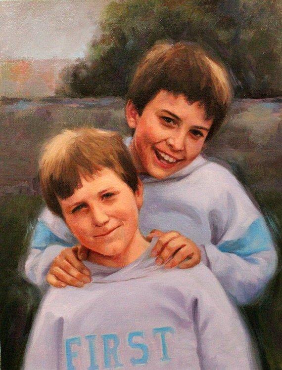 F&S Gift Store Portrait Family portrait custom art family art - Mother's day, Father's day, Family Painting, Family Gifts Oil painting