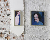 F&S Gift Store SALE - Modern Art - Painting - Original Large Portrait - Blue - Original Portrait of Nusch Eluard after Man Ray's 1936 photograph