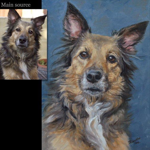 F&S Gift Store Custom pet portraits, custom dog portrait - oil painting on canvas. 50% DEPOSIT. Handmade Custom pet portrait.