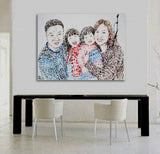 F&S Gift Store Custom Family Portrait 40" original handmade oil painting on canvas by Koby Feldmos