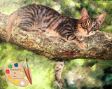 F&S Gift Store Custom Pet Portrait Tabby Cat - Cat Portrait - Cat Painting from your Photo - Portraits by NC