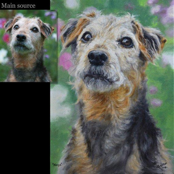 F&S Gift Store Custom pet portrait, Dog portrait, Dog painting, Custom dog portrait, on canvas. 50% DEPOSIT. Handmade.
