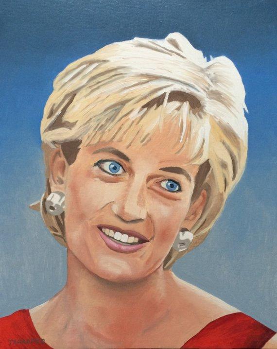 F&S Gift Store Princess Diana famous people portraits original oil paintings