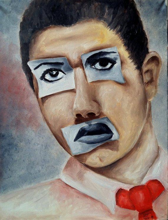 F&S Gift Store Sad eyes of one man, Portrait of a Man, portrait, oil portrait, oil art, man art, Art Original made on canvas, custome order portraits!