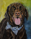 F&S Gift Store Chocolate Labrador, Christmas gift, dog portrait,custom dog Painting, pet painting, pet portrait, painting from photo, pet memorial, 8x10"