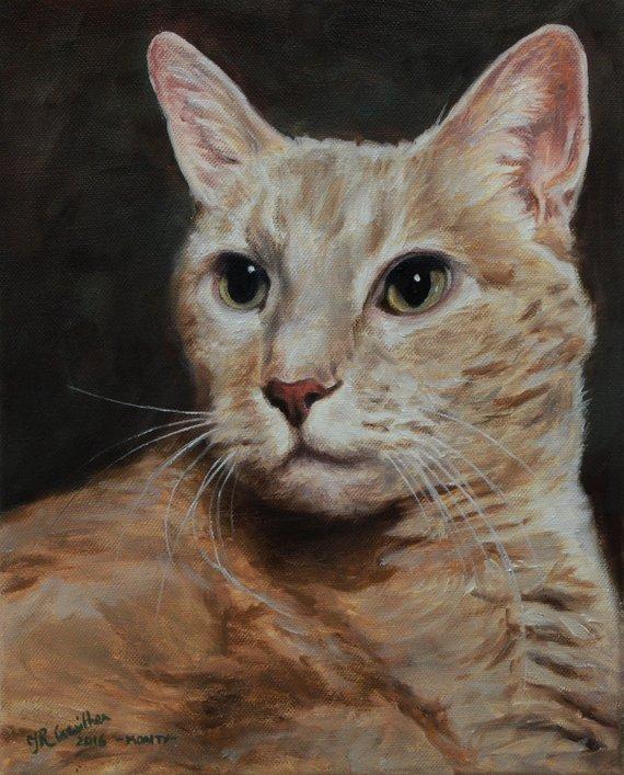 F&S Gift Store Custom cat painting, Cat Portrait, Cat Painting - oil painting on canvas. 50% DEPOSIT. Handmade Custom pet portrait.