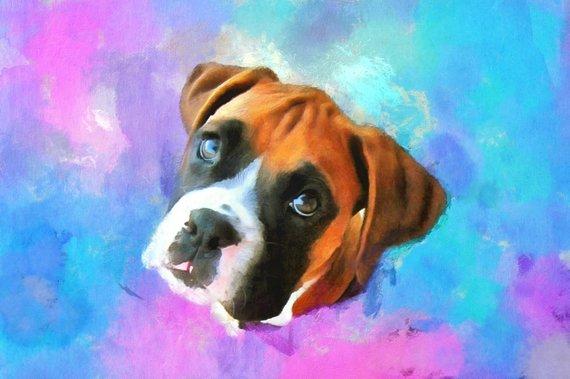 F&S Gift Store Custom digital dry oil paintings of dogs - Puppy paintings - dog portraits - realistic painting from your photos.