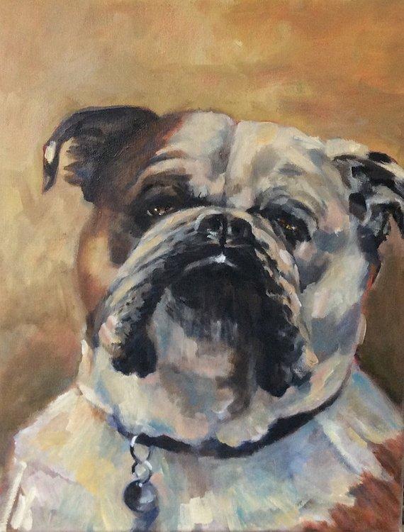F&S Gift Store Pet Portrait, Pet Painting, Pet/animal Art, Dog Portrait, Customizable original art, Wall Art, Dog Lover Art, Bulldog Portrait