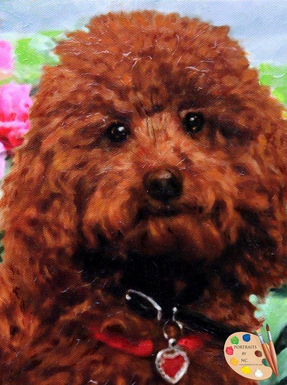 F&S Gift Store Pet Portrait - Poodle Custom Dog Portrait - Poodle Painting from your Photo - Portraits by NC