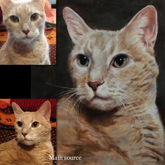 F&S Gift Store Custom cat painting, Cat Portrait, Cat Painting - oil painting on canvas. 50% DEPOSIT. Handmade Custom pet portrait.