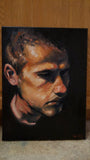 F&S Gift Store Dark Portrait of a Handsome Somber Man- Original Custom Male Oil Painting Study- Classical Masculine Bust Art- Husband Model Ronald