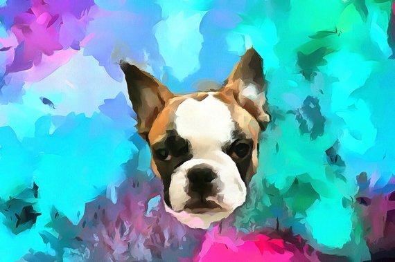 F&S Gift Store Custom dog paintings - dog portraits - Puppy paintings - realistic pet painting from your photos - oil acrylic mix