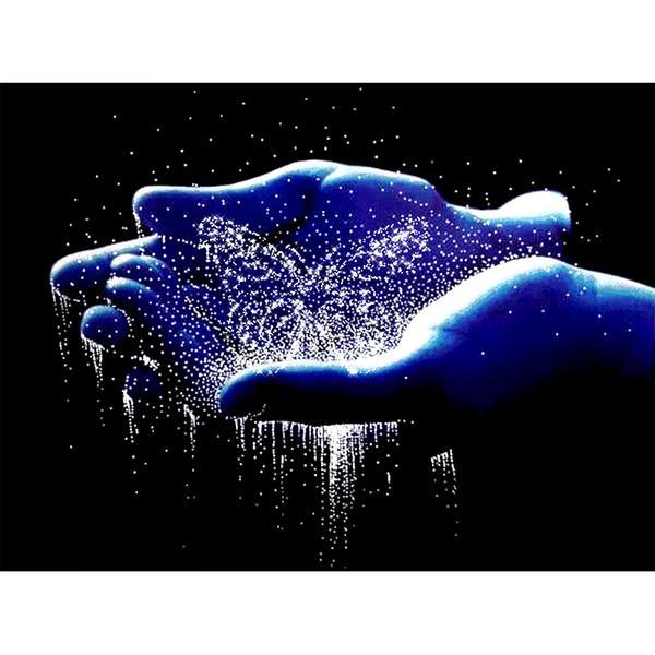 F&S Diamond Painting Store Magical Butterfly on Blue Hands
