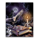 F&S Diamond Painting Store Moon with Magic Castle, Owl & Book