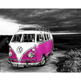 F&S Diamond Painting Store Pink Car with Black and White Background