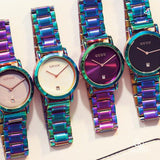 Luxury color shoulder strap purple ladies watch