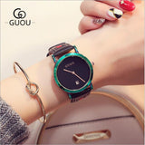 Luxury color shoulder strap purple ladies watch