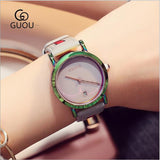 Luxury color shoulder strap purple ladies watch
